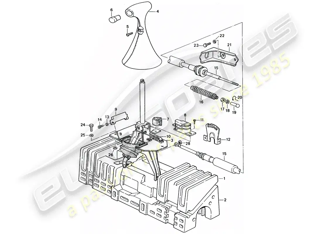 porsche 1990 (944) actuador - para - transmisión automática diagrama de piezas