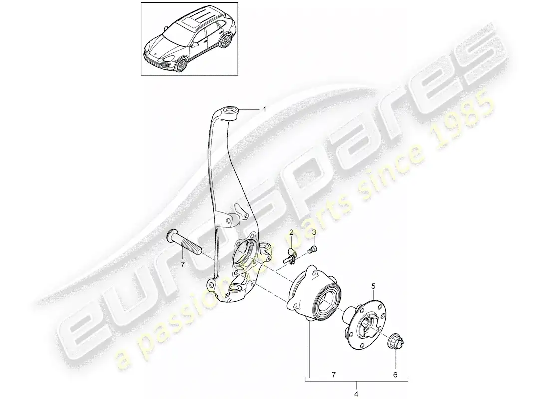 porsche 2017 (cayenne e2 92a) cojinete de pivote diagrama de piezas