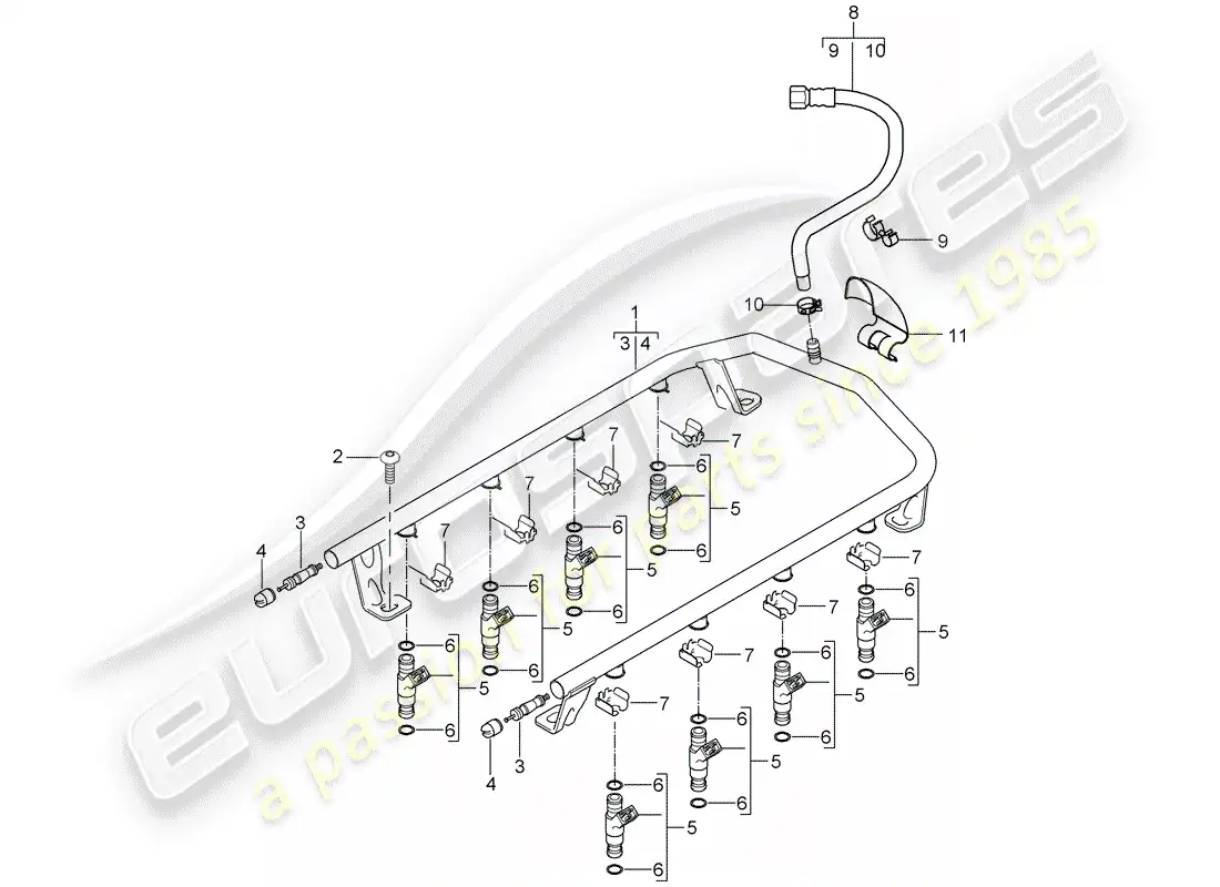 porsche 2005 (cayenne e1 9pa) tubo de recogida de combustible diagrama de piezas