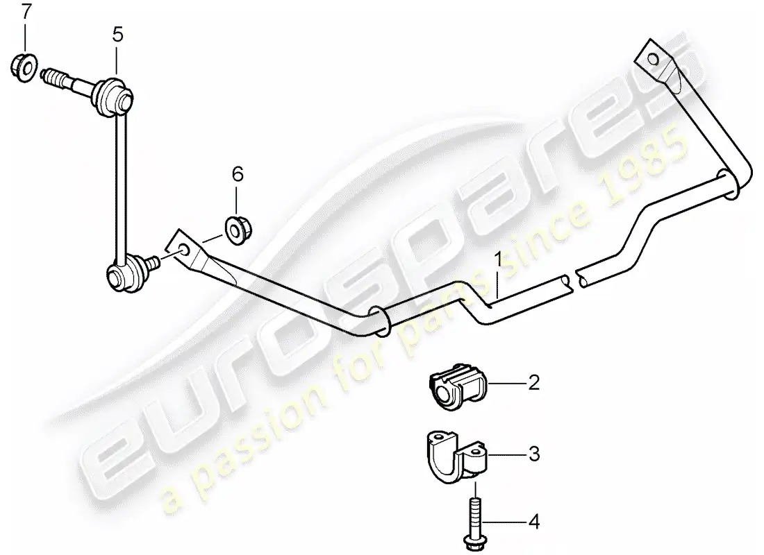 porsche 2008 (987 cayman) estabilizador diagrama de piezas