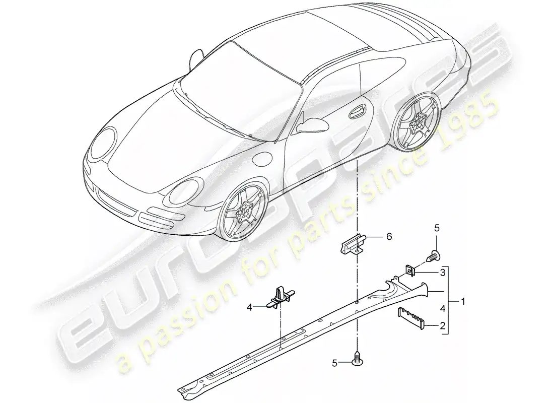 porsche 2011 (997-2) moldura de larguero diagrama de piezas