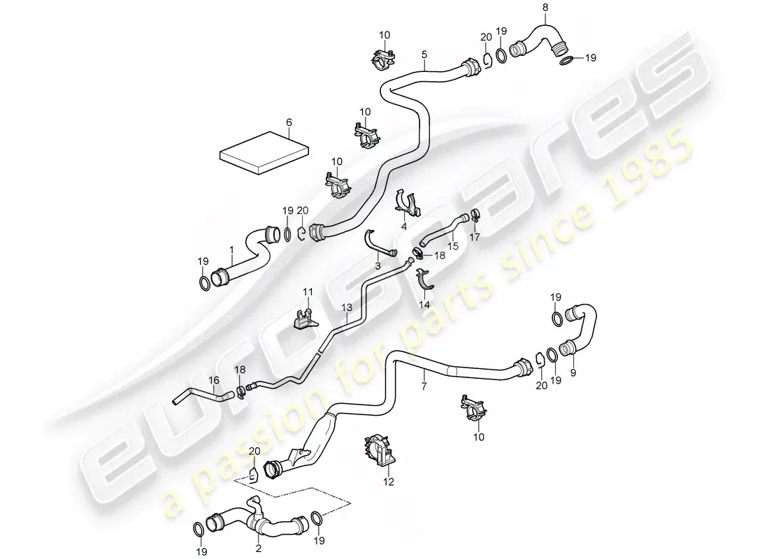 porsche 2007 (997-1 gt3) water cooling 1 diagrama de piezas