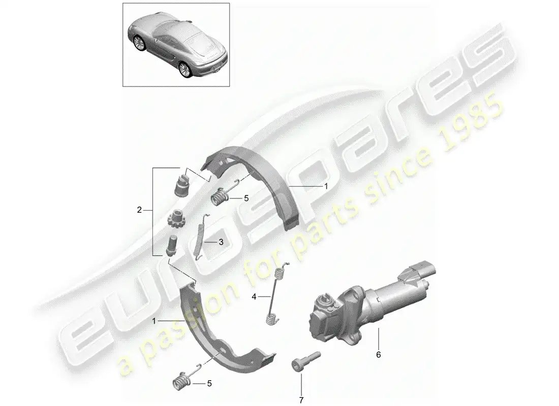 porsche 2014 (981 cayman) parking brake diagrama de piezas