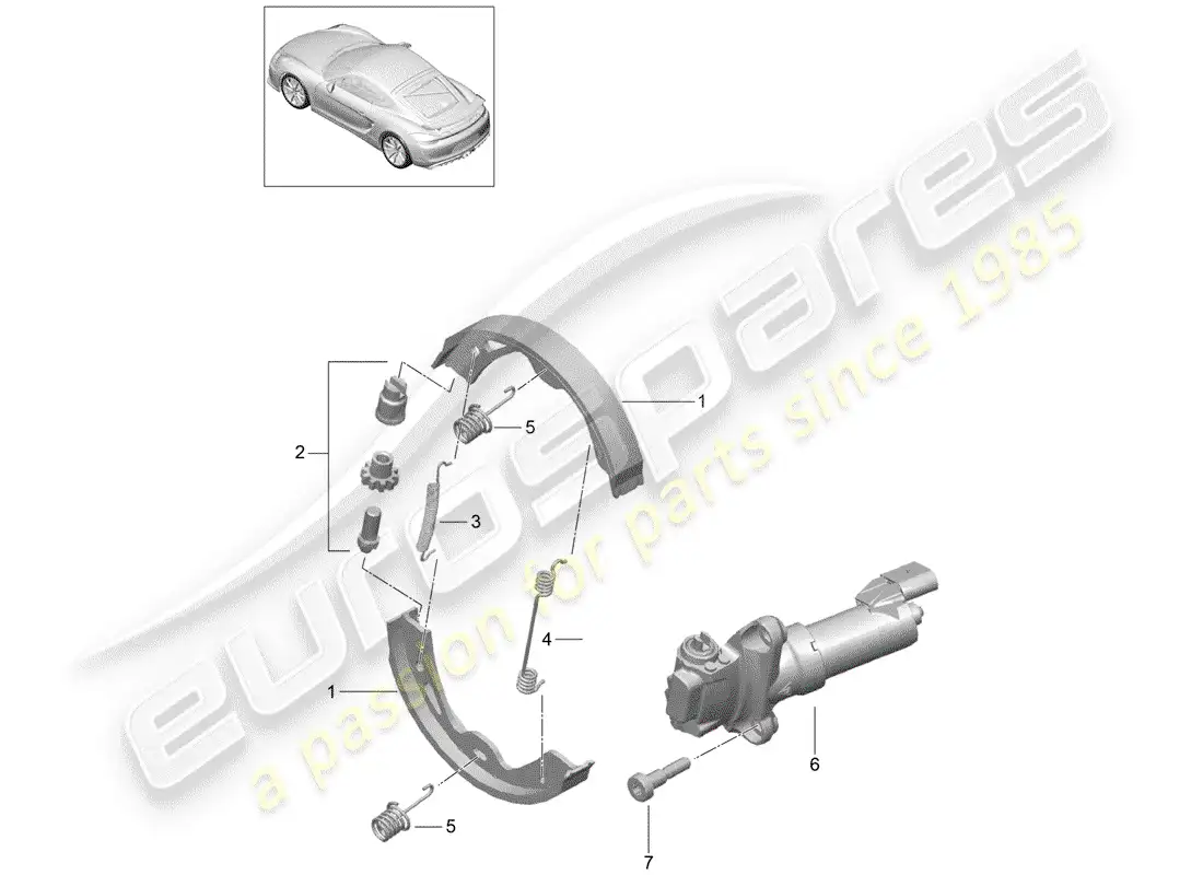 porsche 2016 (981 cayman gt4) diagrama de piezas del freno de estacionamiento