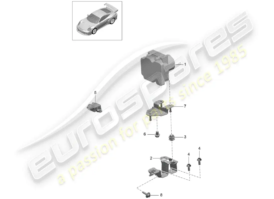 porsche 2019 (991-2 turbo) unidad hidraulica diagrama de piezas
