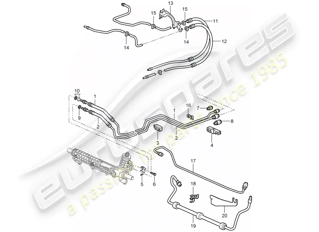 porsche 2008 (987 cayman) dirección asistida diagrama de piezas