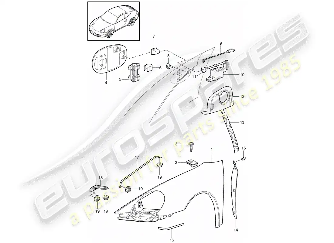 porsche 2011 (997-2) defensa diagrama de piezas