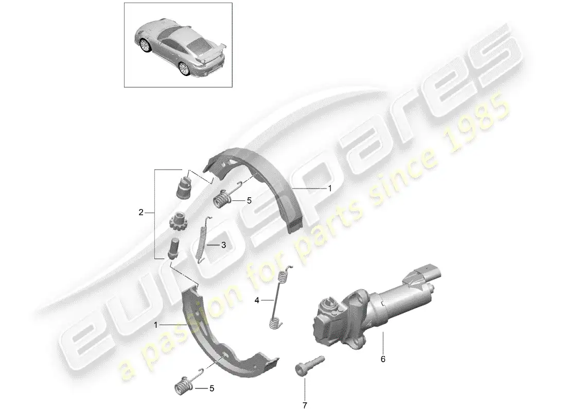 porsche 2014 (991-1 turbo) parking brake diagrama de piezas