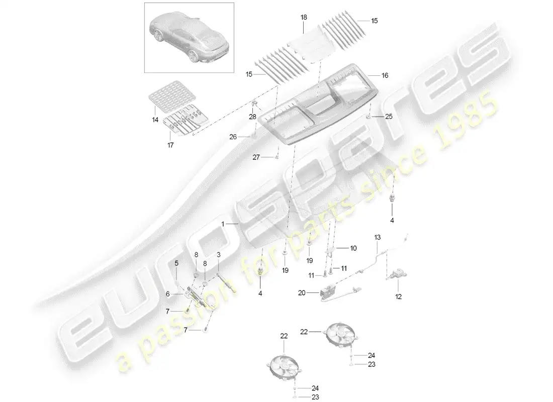 porsche 2014 (991-1 turbo) cubrir diagrama de piezas