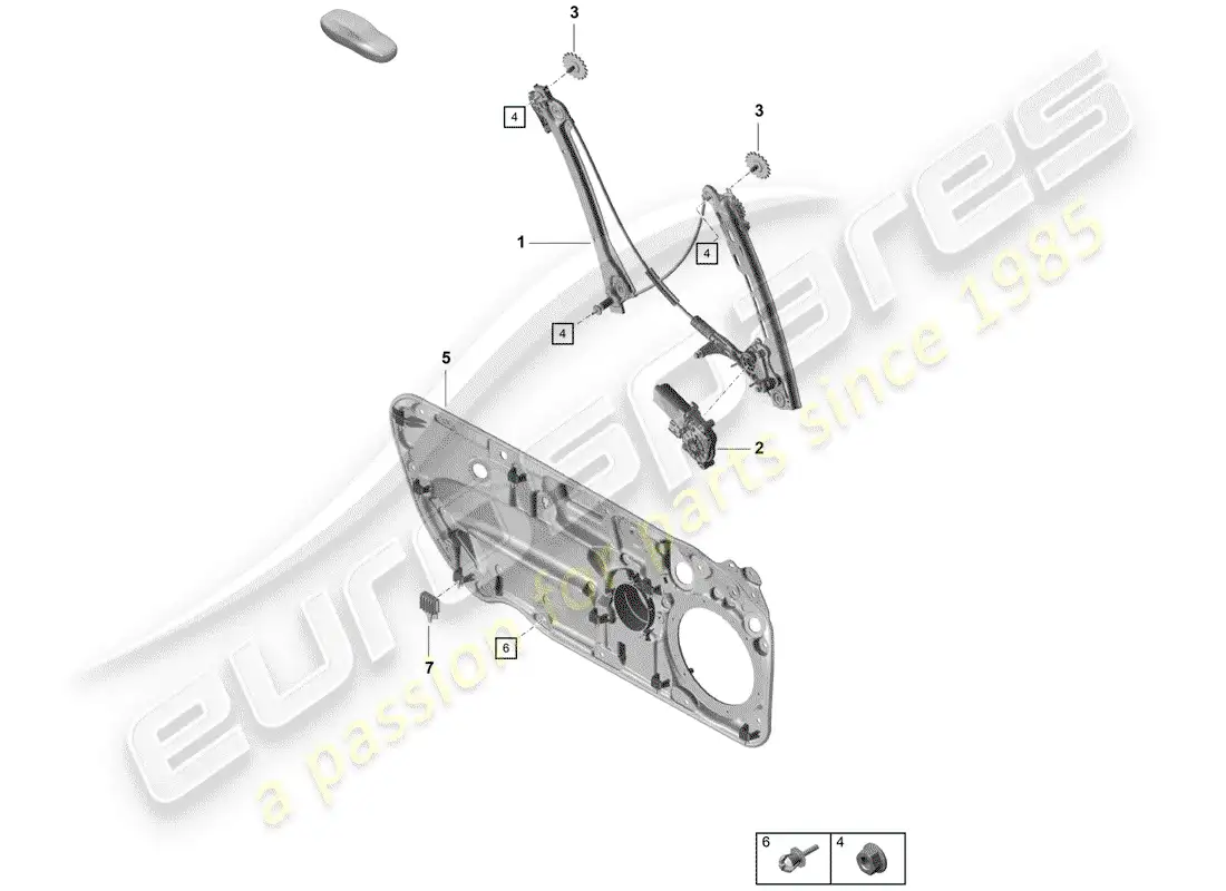 porsche 2020 (718 boxster spyder) regulador de ventana diagrama de piezas