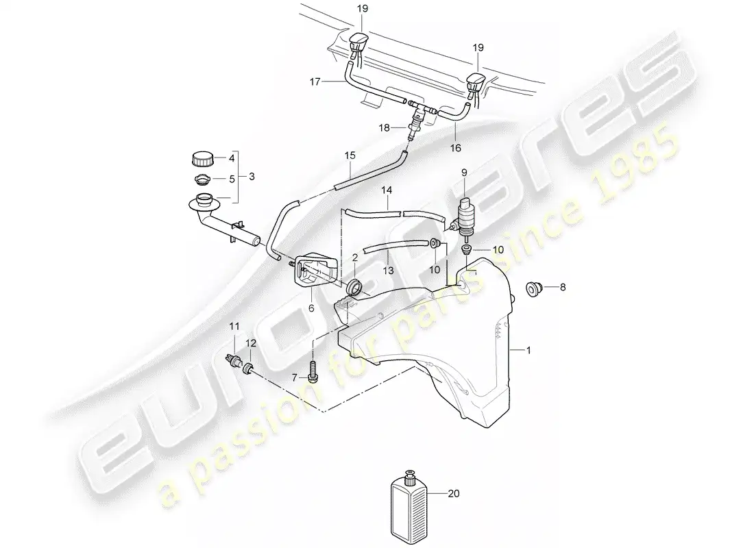 porsche 2011 (997-2) windshield washer unit diagrama de piezas