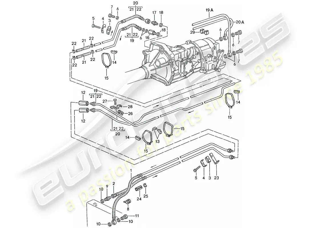 porsche 1990 (944) enfriamiento de aceite - para - transmisión automática - d >> - mj 1989 diagrama de piezas