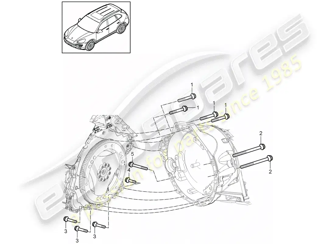 porsche 2012 (cayenne e2 92a) piezas de montaje para motor y diagrama de piezas