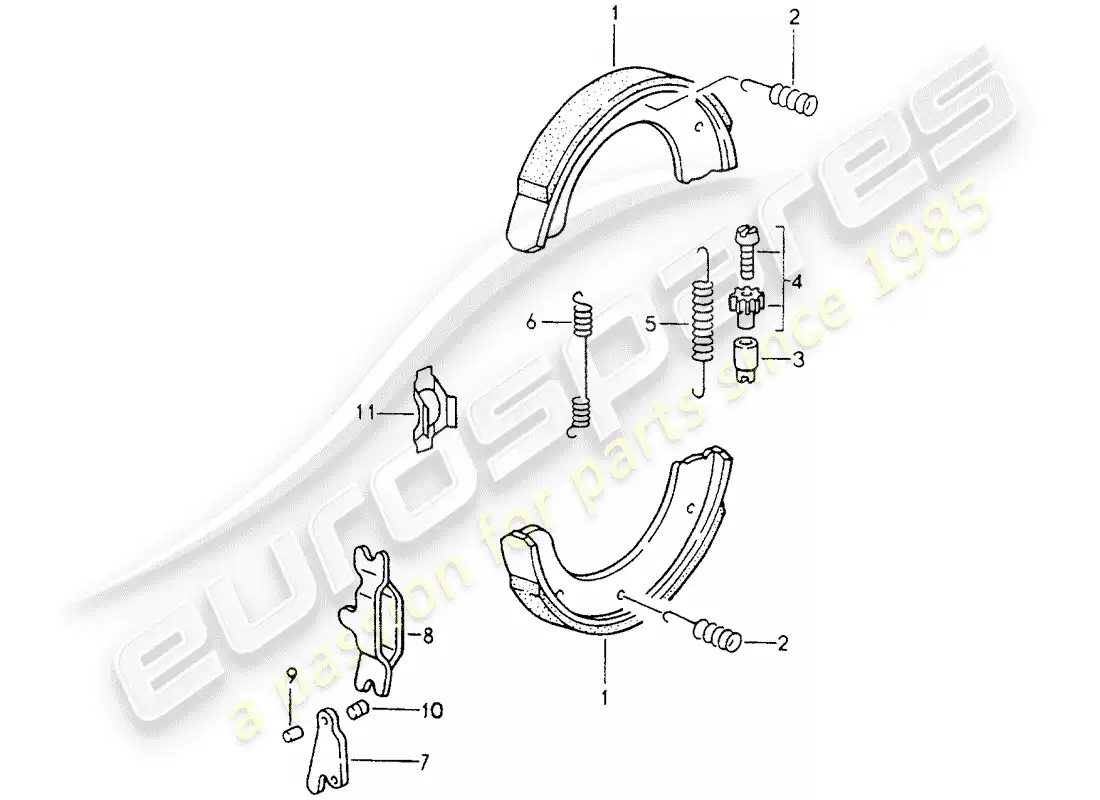 porsche 1990 (964) diagrama de piezas del freno de mano