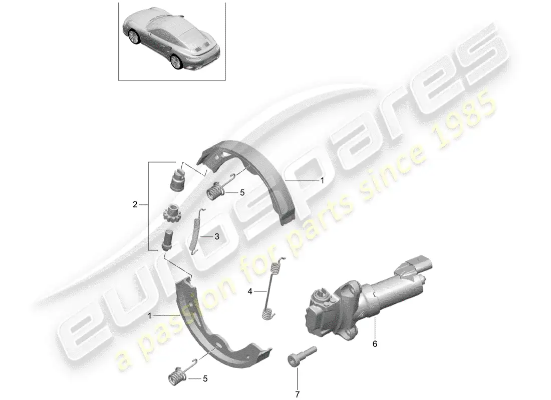 porsche 2014 (991-1 turbo) parking brake diagrama de piezas