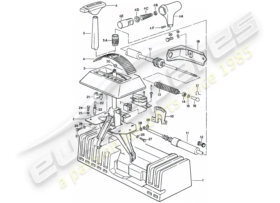 porsche 1982 (944) mecanismo de cambio - transmisión automática diagrama de piezas