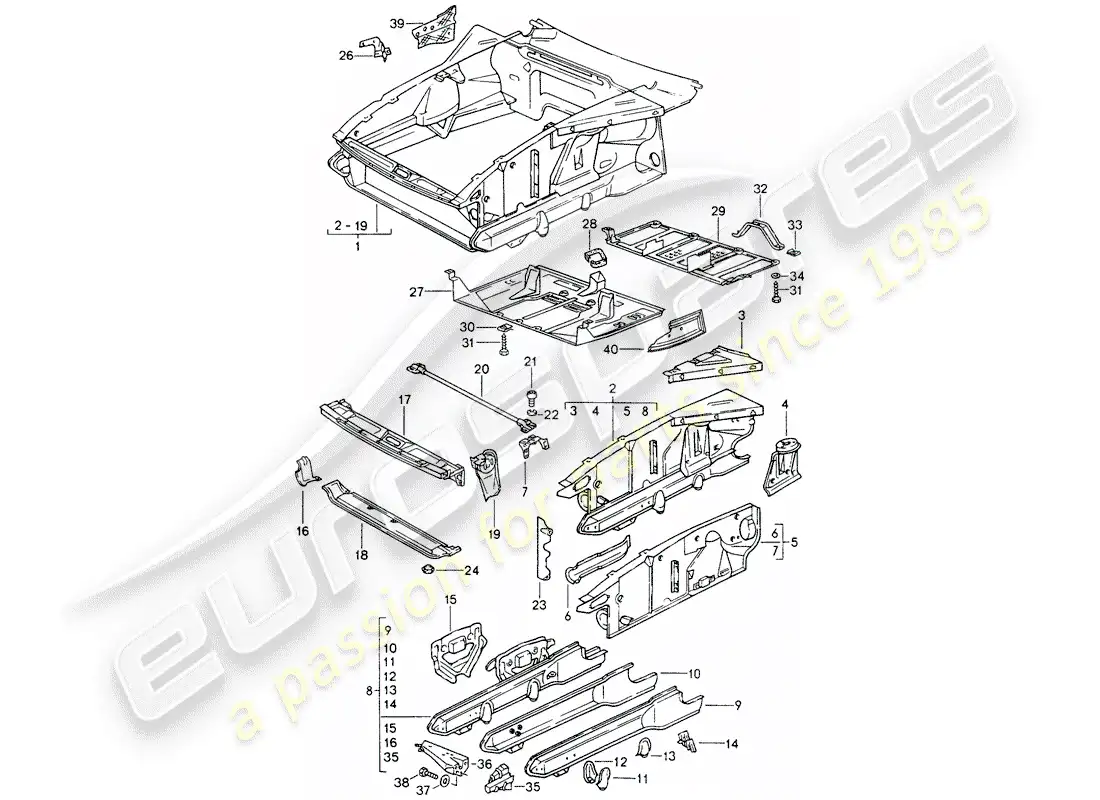 porsche 1995 (928) interfaz diagrama de piezas