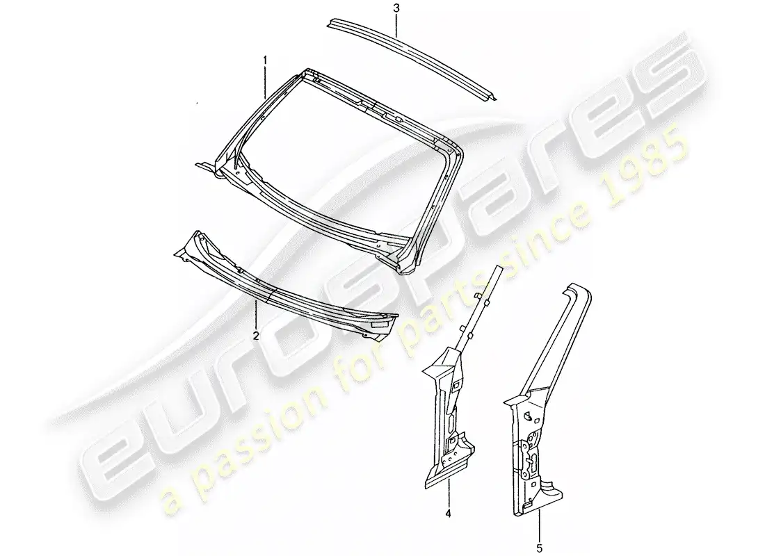 porsche 2001 (986 boxster) capucha diagrama de piezas