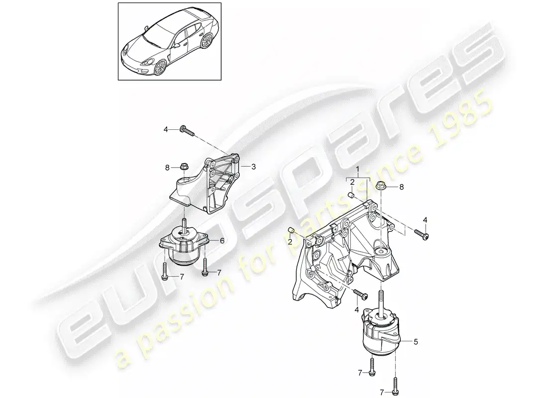 porsche 2016 (panamera 970) suspensión del motor diagrama de piezas