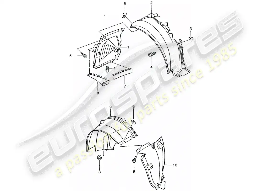 porsche 2004 (996 turbo / gt2) embellecedores - para - caja de ruedas diagrama de piezas