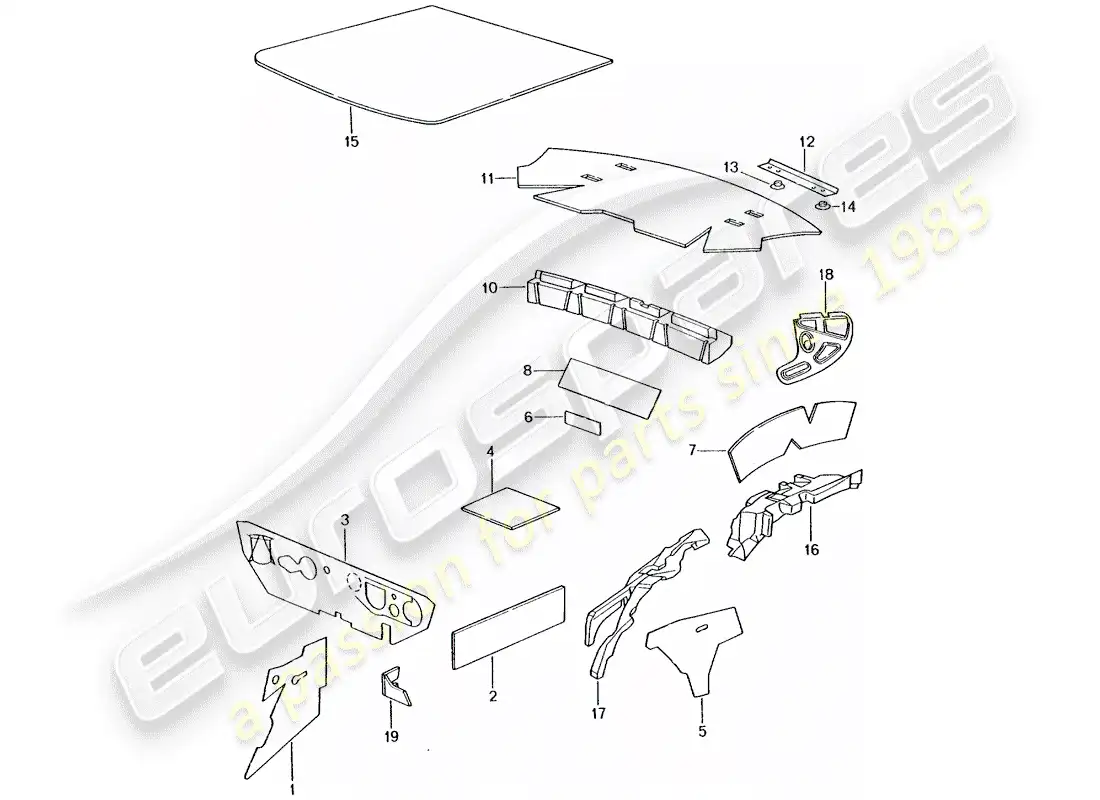 porsche 2004 (996 turbo / gt2) carcasa del cuerpo - absorbores de sonido diagrama de piezas