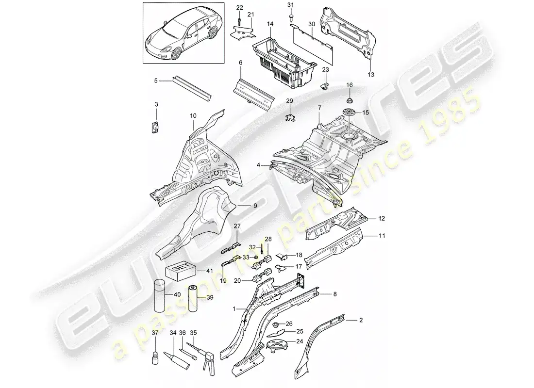 porsche 2016 (panamera 970) extremo posterior diagrama de piezas