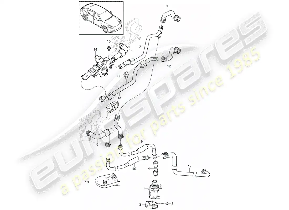 porsche 2016 (panamera 970) linea de aire caliente diagrama de piezas