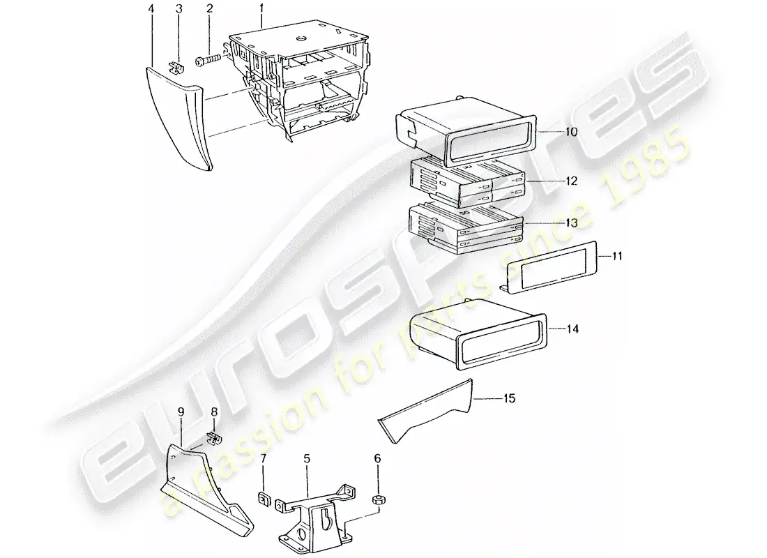 porsche 2004 (996 turbo / gt2) center console diagrama de piezas