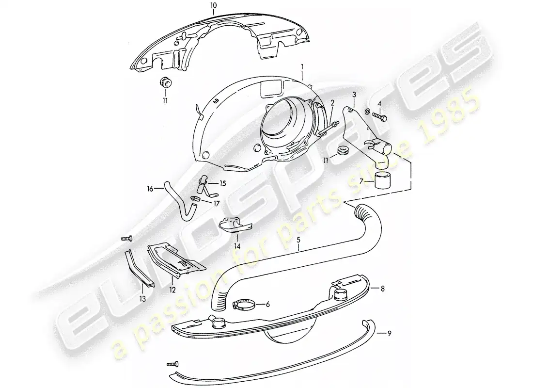 porsche 1963 (356b/356c) refrigeración por aire - calentador - nuevo diseño diagrama de piezas