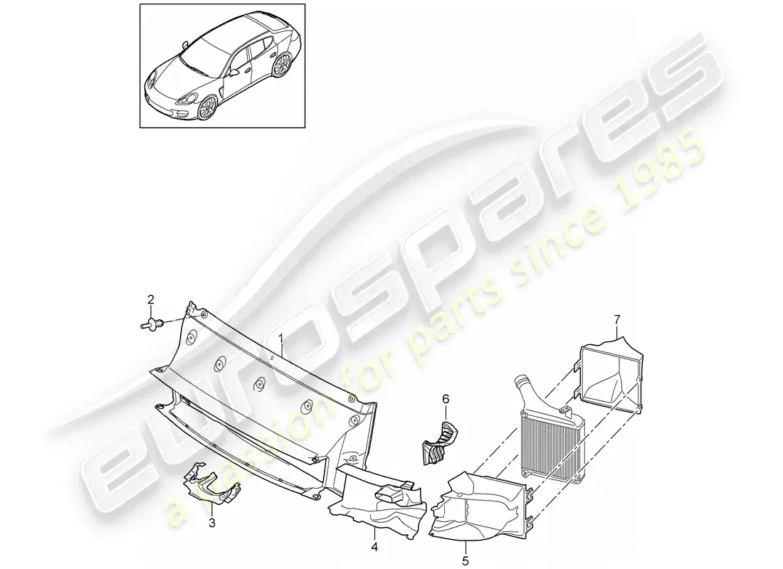 porsche 2014 (panamera 970) ducto de aire diagrama de piezas