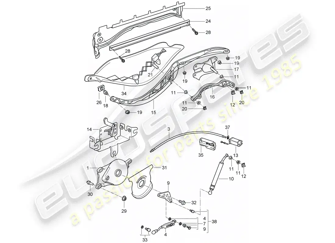 porsche 2006 (987 boxster) mecanismo de conducción diagrama de piezas