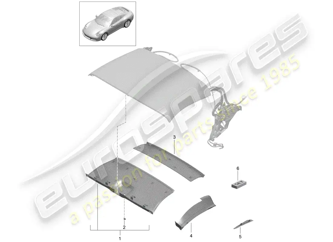 porsche 2019 (991-2) top convertible diagrama de piezas
