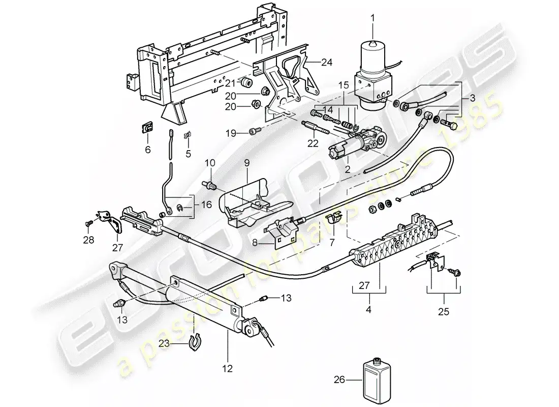 porsche 2007 (997-1) top convertible diagrama de piezas