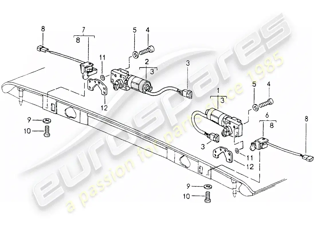 porsche 1991 (964) top convertible - captura diagrama de piezas