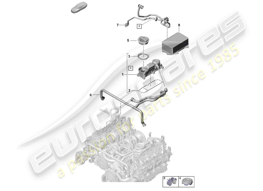 porsche 2022 (panamera 971-2) diagrama de piezas de ventilación del cárter