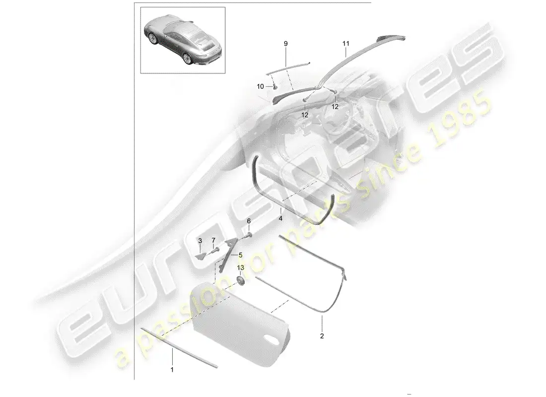 porsche 2018 (991-2) junta de la puerta diagrama de piezas