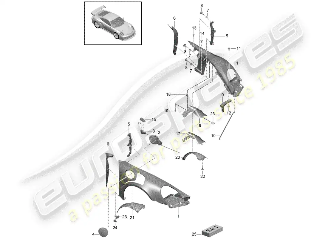 porsche 2015 (991-1 turbo) defensa diagrama de piezas