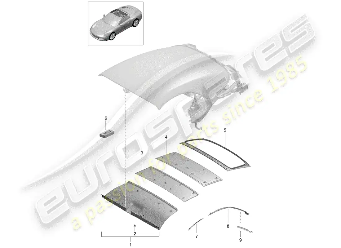 porsche 2012 (991-1) top convertible diagrama de piezas