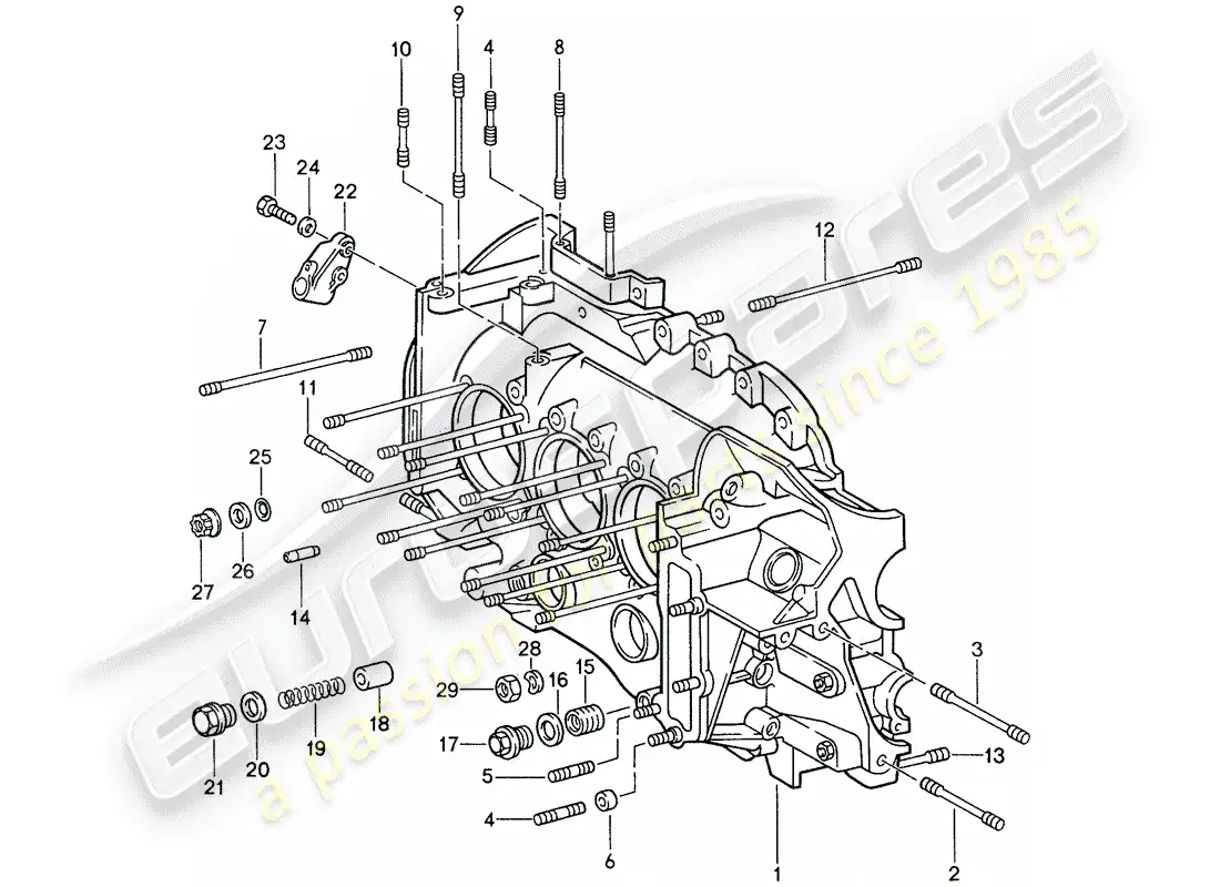 porsche 1987 (959) crankcase diagrama de piezas