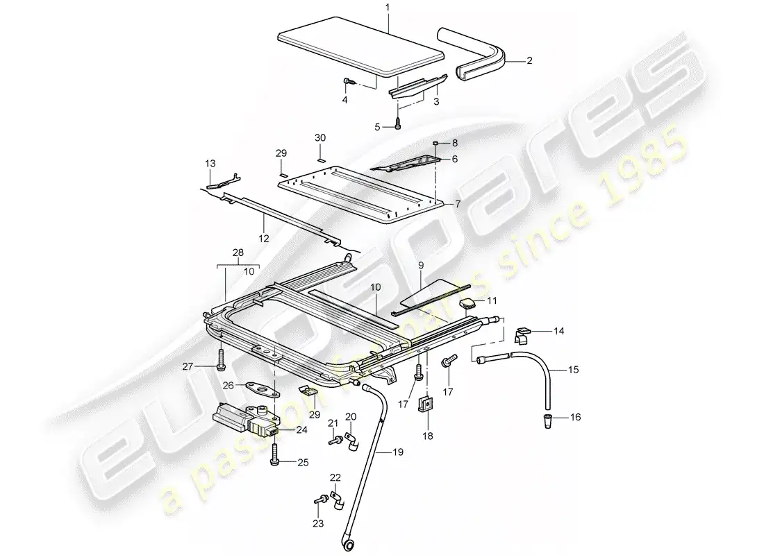porsche 2009 997-2 turbo / gt2 techo corredizo diagrama de piezas