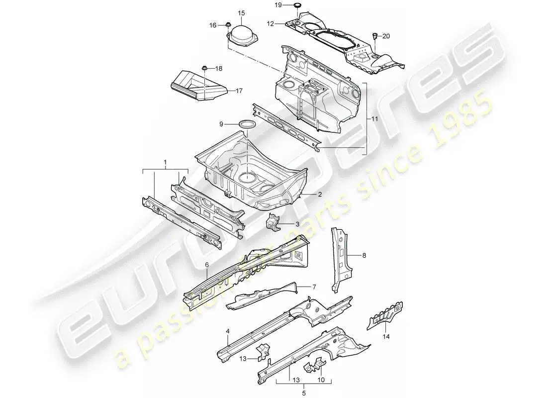 porsche 2009 997-2 turbo / gt2 interfaz diagrama de piezas