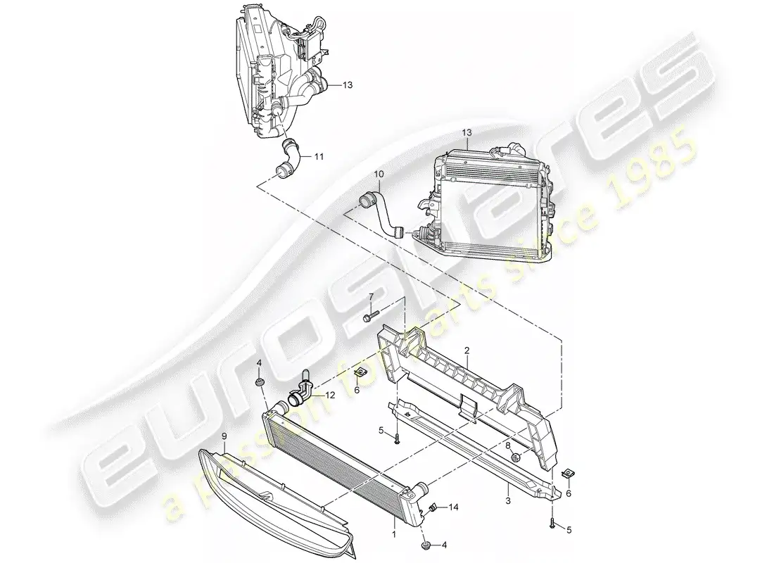 porsche 2009 (997-2 gt3) radiador diagrama de piezas
