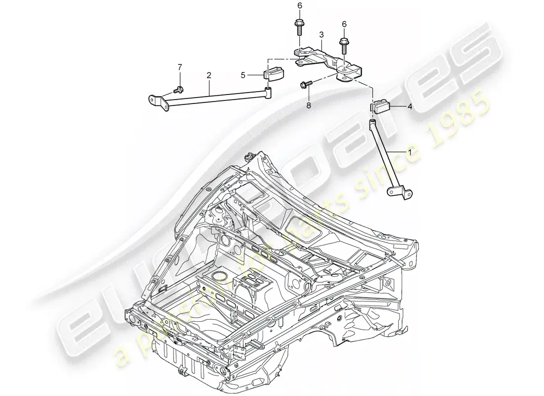 porsche 2009 (997-2 gt3) puntal de domo diagrama de piezas