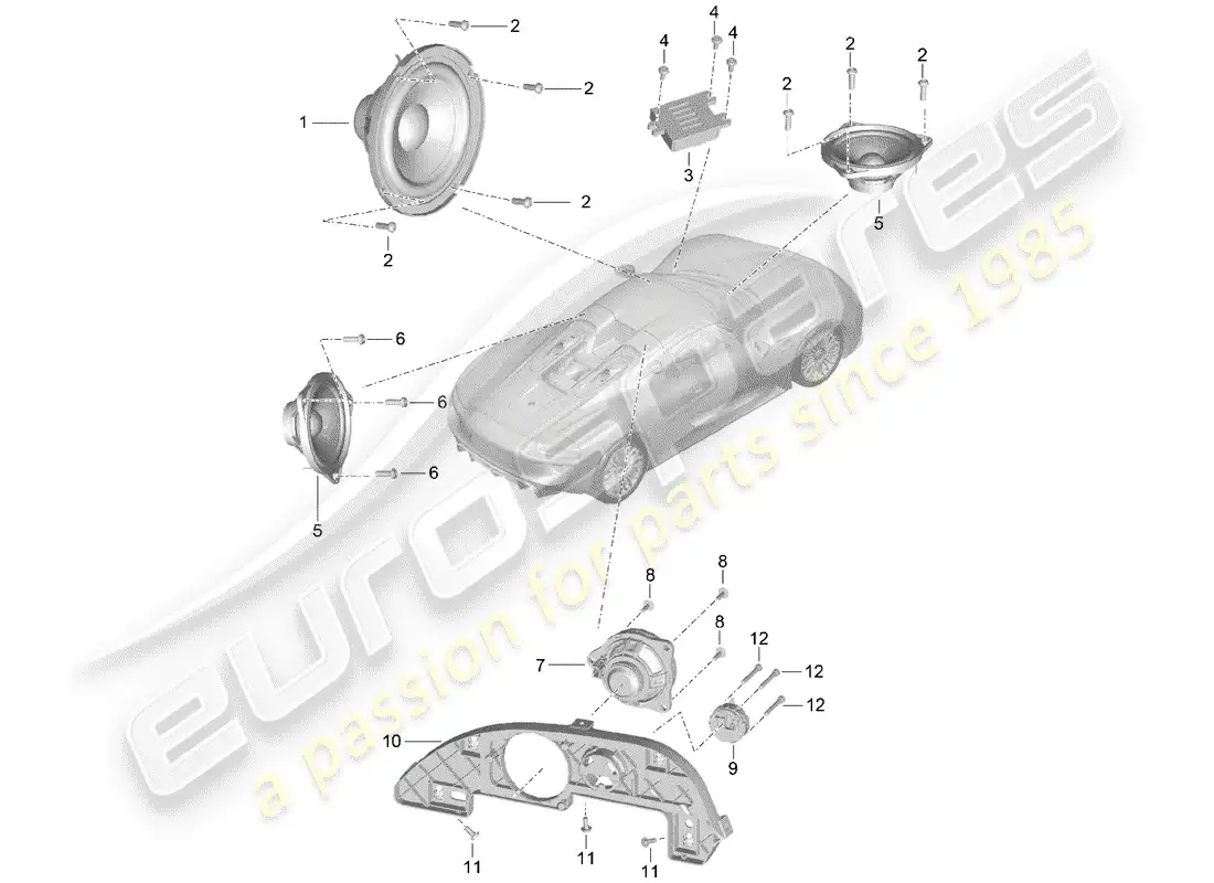 porsche 2015 (918 spyder) altoparlante diagrama de piezas