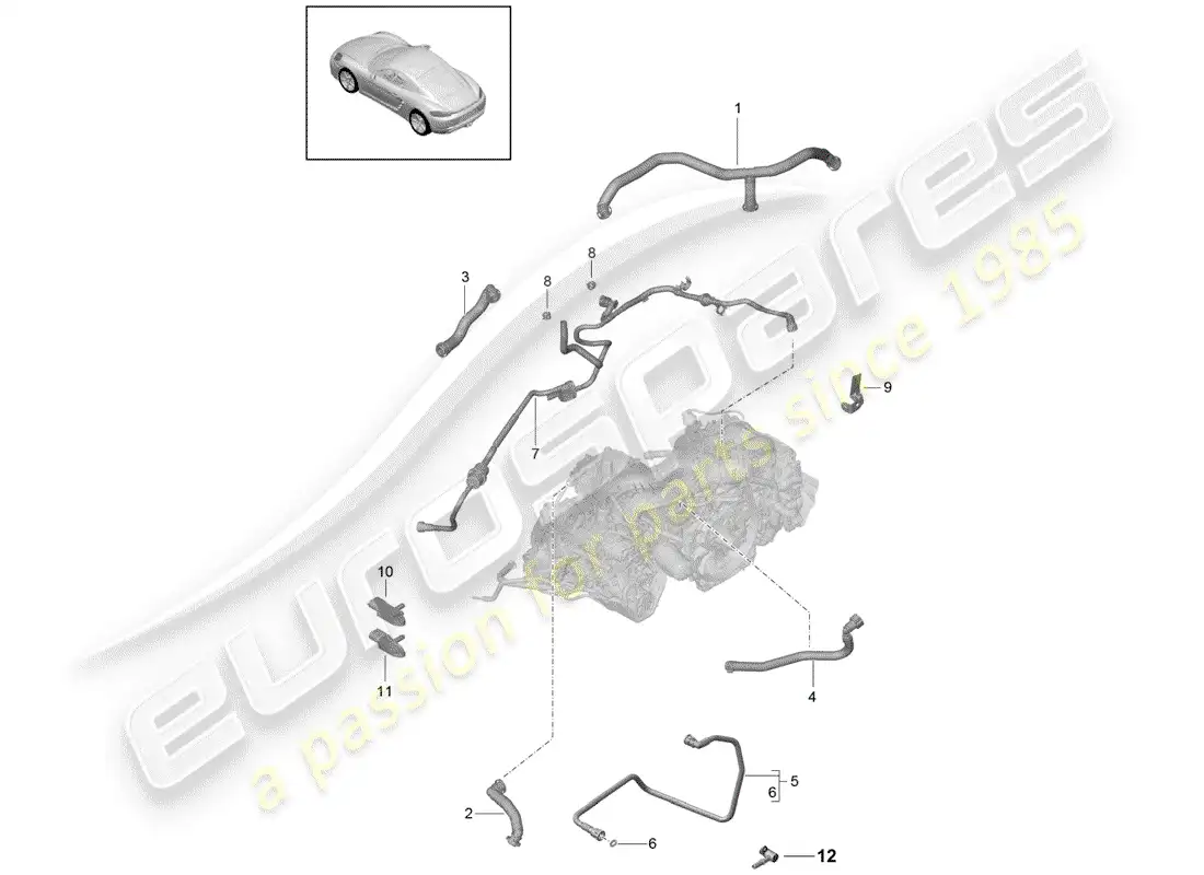 porsche 2017 (718 cayman) crankcase diagrama de piezas