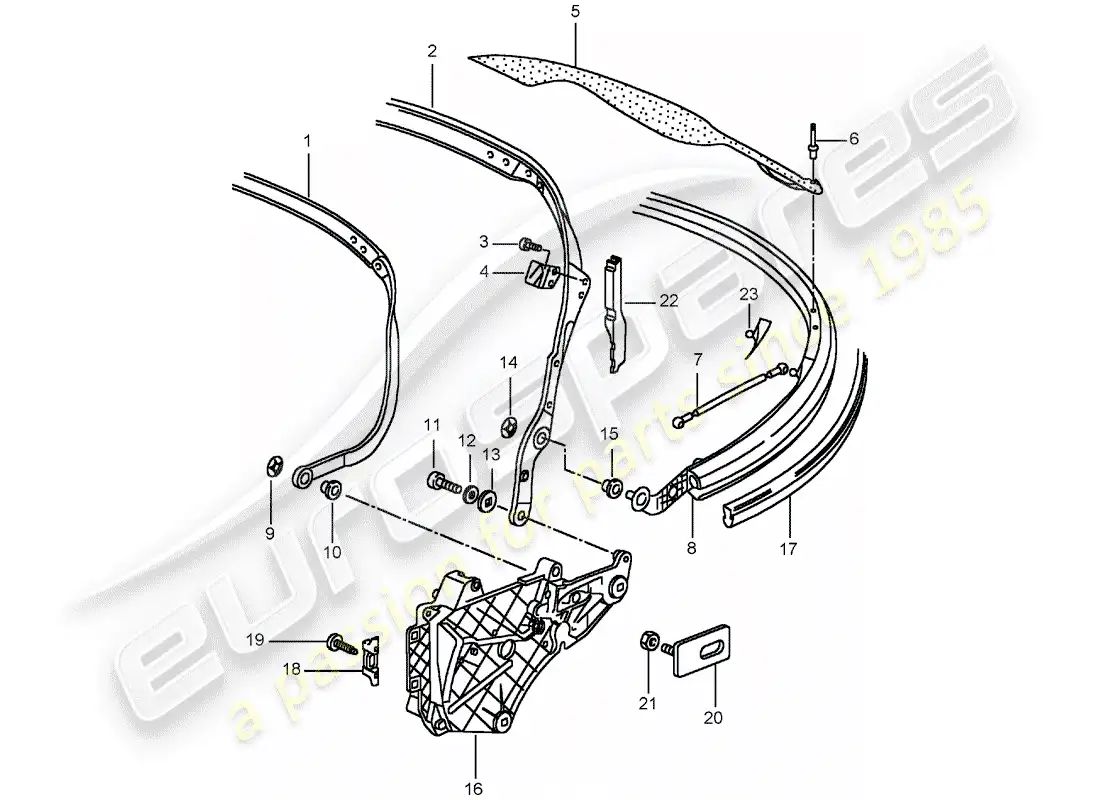 porsche 2004 (996 turbo / gt2) marco superior - piezas individuales diagrama de piezas