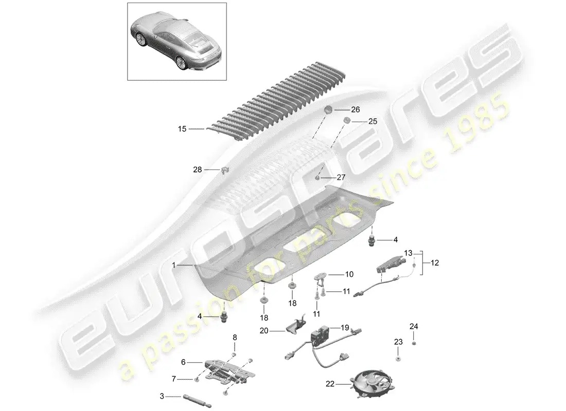 porsche 2018 (991-2) cubrir diagrama de piezas