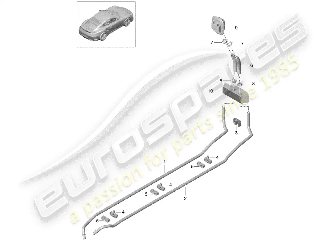 porsche 2015 (991-1 turbo) calentador diagrama de piezas