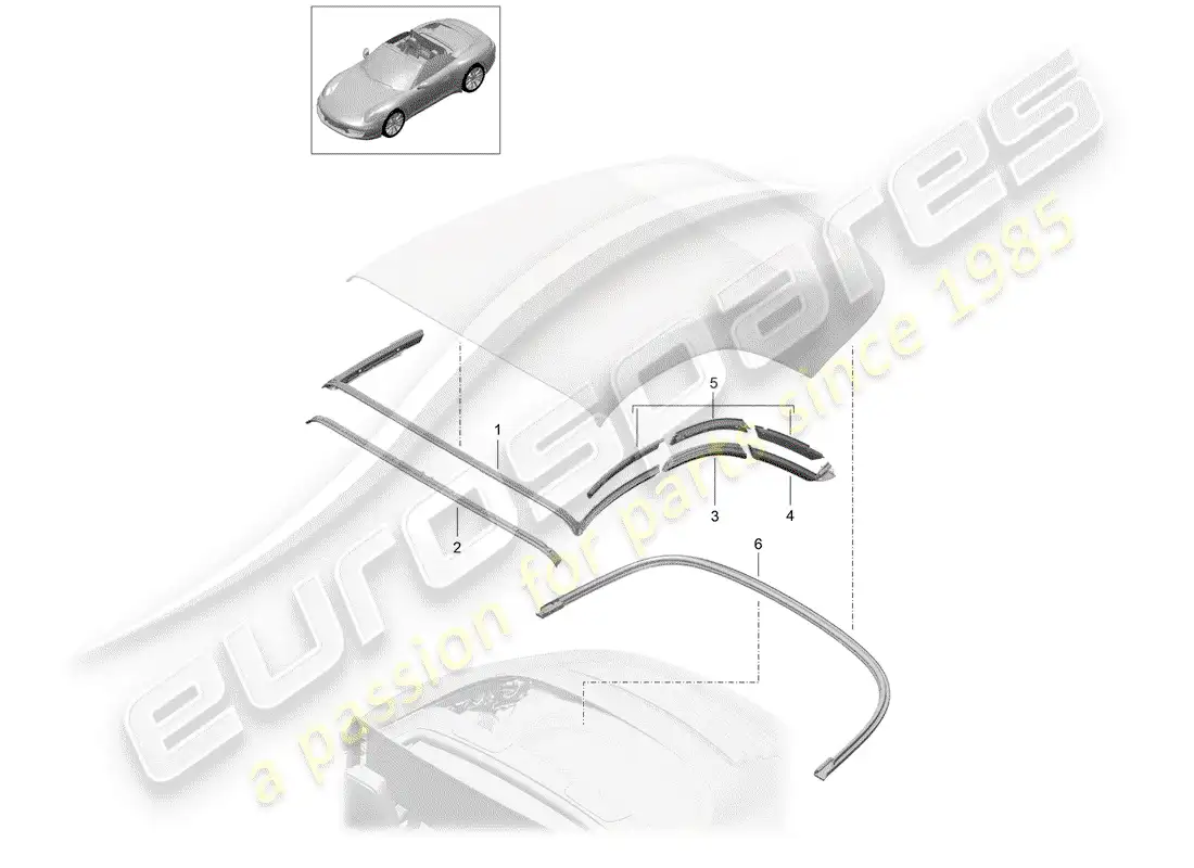 porsche 2012 (991-1) top convertible diagrama de piezas