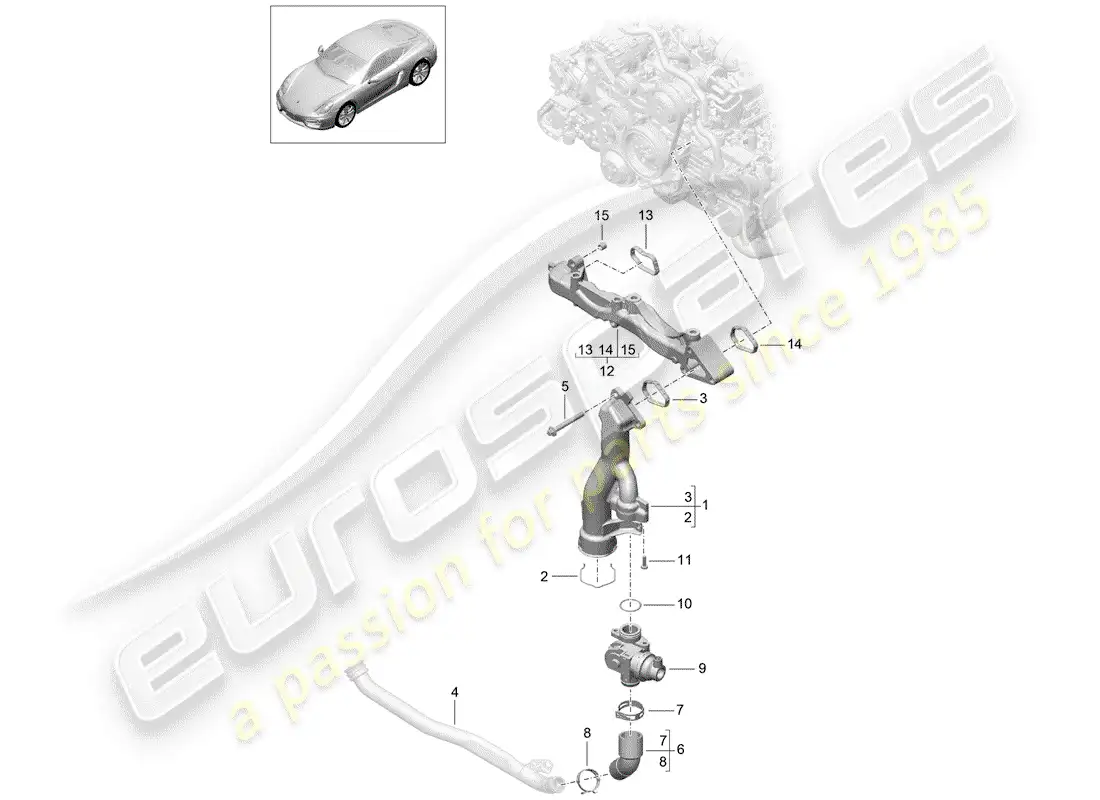 porsche 2014 (981 cayman) submarco diagrama de piezas